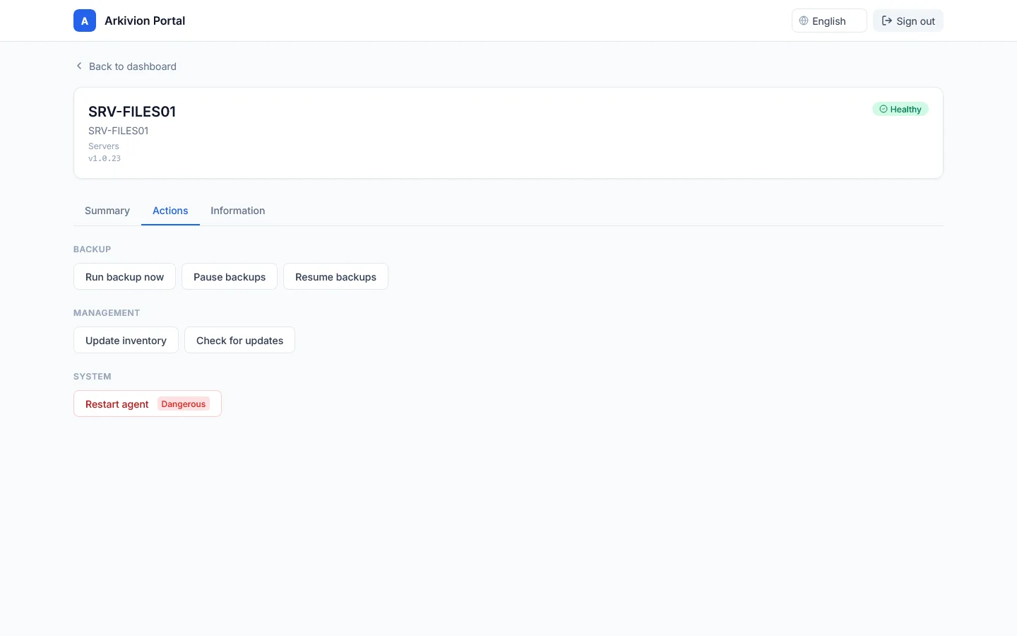 Arkivion monitoring portal