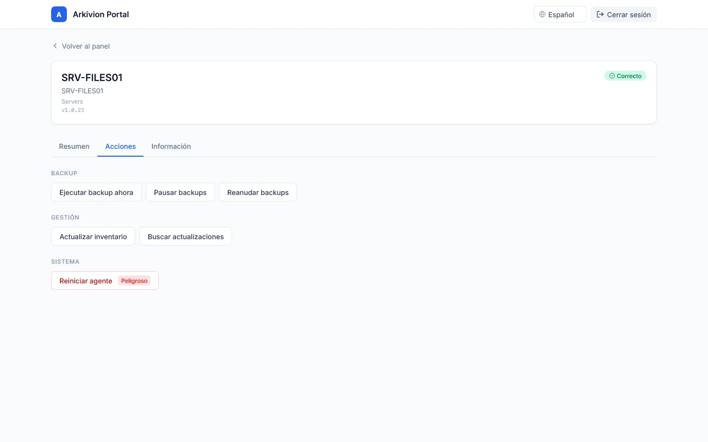Portal de monitorización Arkivion